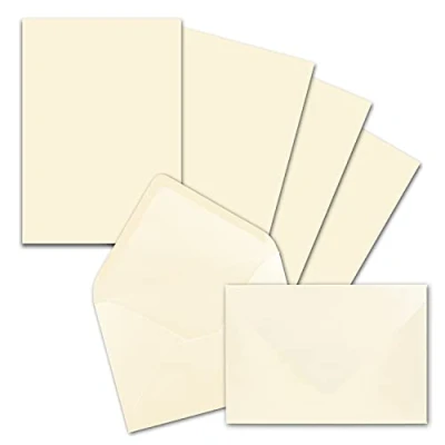 Afbeelding van 25 x briefpapiersets DIN A5 met C6 enveloppen vanille nat lijmen (crème) mat schrijfpapier FarbenFroh by GUSTAV NEUSER
