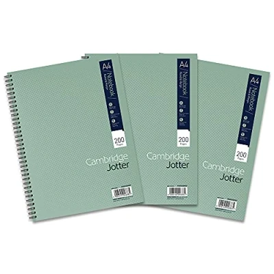 Afbeelding van Cambridge Jotter Kaarthoes Wirebound Notitieboek geregeerd met Marge 200 Pagina A4, 3 Stuk, Groen