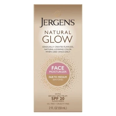 Afbeelding van Jergens Natural Glow Healthy Complexion Vochtinbrengende gezichtscrème voor dagelijks gebruik, bleke tot middelmatige huidskleur, SPF 20, 55 g
