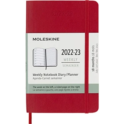 Afbeelding van Moleskine 18 Maanden Agenda 2022/23 Wekelijks Pocket Zachte Kaft Rood