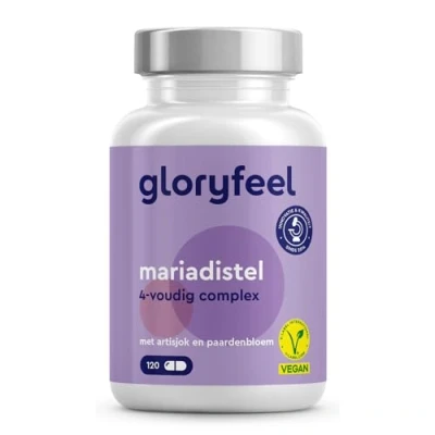 Afbeelding van gloryfeel Mariadistel (500 mg) met artisjok (400 mg), paardebloem (150 en desmodium (50 Hoog gedoseerd silymarine 120 veganistische capsules Laboratorium getest, zonder toevoegingen geproduceerd in Duitsland