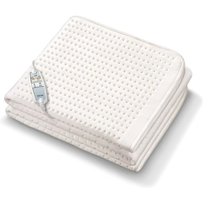 Afbeelding van Beurer UB 100 Elektrische deken Onderdeken 198 x 92 cm 9 Warmtestanden 2 Zones Automatische uitschakeling Fleece Machinewasbaar 5 Jaar garantie Wit