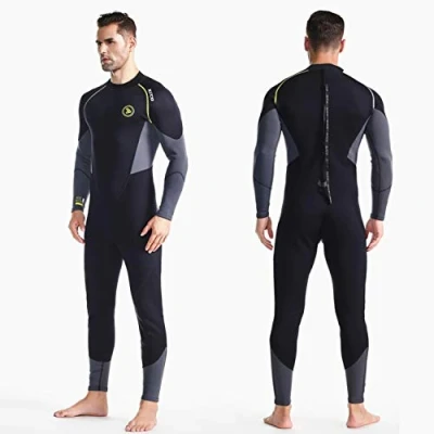 Afbeelding van ZCCO Wetsuit voor heren ultra stretch 1,5 mm neopreenpak met ritssluiting aan de achterkant, full body eendelig duikpak snorkelen, duiken, zwemmen en surfen (zwart mm, 4XL)