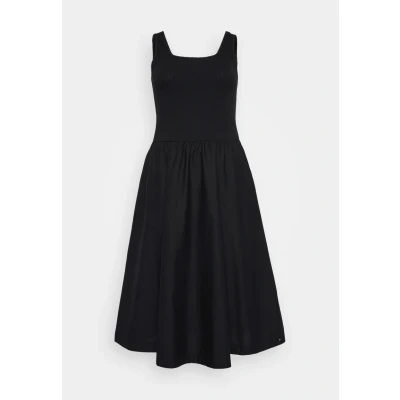 Afbeelding van Tommy Hilfiger Curve MIDI MIX Jurk, Dames, Maat: 46, Black