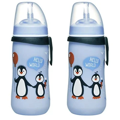 Afbeelding van NIP Drinkrietfles rietbeker met lekvrij rietje vanaf 12 maanden, dubbelverpakking, 330 ml BPA vrij, 2 stuks Made in Germany