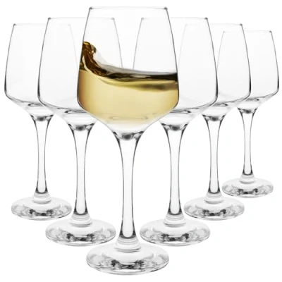 Afbeelding van Homiu Grote witte wijnglazen, set van 6 stuks, 330 ml, kristalwijnglas, Florence collectie, feest, huwelijkscadeau, cocktail, thuis, restaurant, keuken, glaswerk, vaatwasmachinebestendig