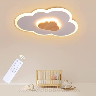 Afbeelding van 50CM LED Plafoniere Wolk, Plafondlamp Kinderkamer, 26W Dimbaar met afstandsbediening 3000K 6000K, Moderne Witte Kinderplafondlampen voor Woonkamer, Slaapkamer, Hal