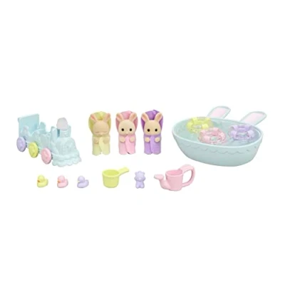 Afbeelding van Sylvanian Families 5707 Drieling Baby Crème Konijn Badspeelset Speelset