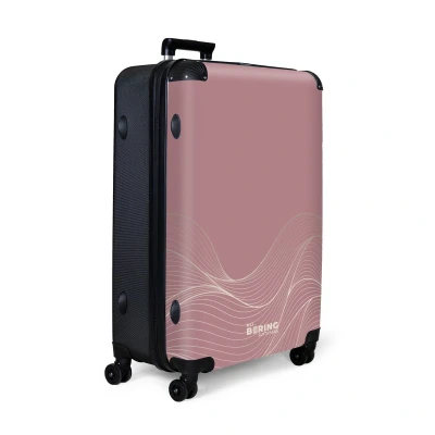 Afbeelding van NoBoringSuitcases.com® Koffer groot Reiskoffer lichtgewicht Roze met abstracte golvende lijnen Rolkoffer 4 wielen Grote trolley XL 98 liter bagage