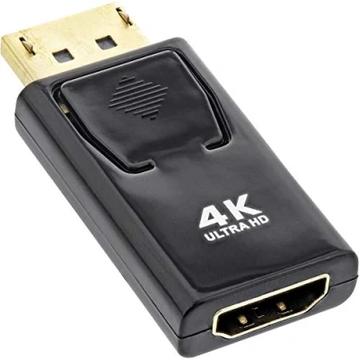 Afbeelding van InLine® DisplayPort adapter, stekker op HDMI bus, 4K/60Hz, met audio, zwart