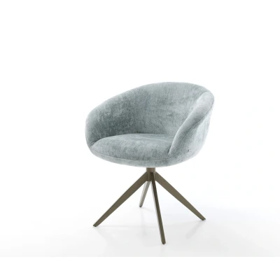 Afbeelding van DELIFE Draaistoel Vinka Flex met armleuning chenille pastelblauw kruisframe breed afwerking titanium 360 draaibaar rocker functie pocketveer kern