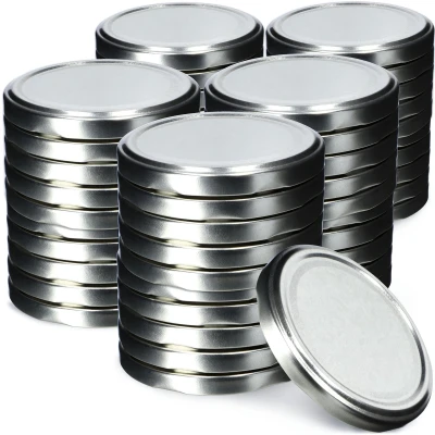 Afbeelding van KADAX Schroefdeksel met diameter van 82 mm, metalen twist off deksel, reservedeksel voor inmaakpotten en weckpotten, deksel 6 inkepingen (50 stuks, zilverkleurig)