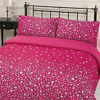 Afbeelding van DREAMSCENE Prachtige Glitz Diamond Sparkle Dekbedovertrek Set Roze, Double, 200 x cm