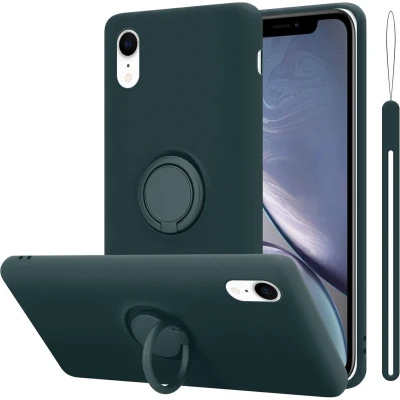 Afbeelding van Cadorabo Hoesje geschikt voor Apple iPhone XR in LIQUID GROEN Beschermhoes van TPU silicone Case Cover met ring