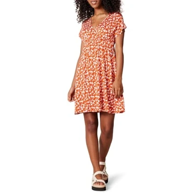 Afbeelding van Amazon Essentials Dames surplice jurk (verkrijgbaar in grote maten), rode bloemenprint, XXL