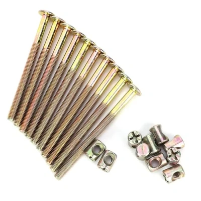 Afbeelding van M6 meubelschroeven 40 mm / 60 80 90 100 mm, verzinkt koolstofstaal, met cilindermoeren, deuvelmoeren, stekkerhouder, 10 stuks