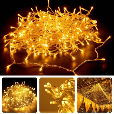 Afbeelding van Cheqo® LED Kerstverlichting Kerstboomverlichting Kerstlampjes Warm Wit 13.5m Transparant Snoer Voor Binnen en Buiten