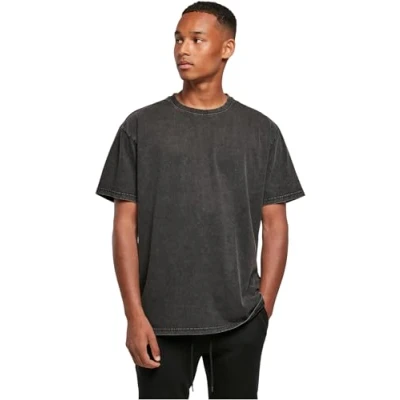 Afbeelding van Build Your Brand Heren Acid Washed Heavy Oversized Tee T shirt, zwart, 3XL