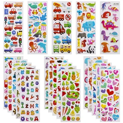Afbeelding van Meafeng 3D Stickers voor Kinderen van 2 tot 4 jaar, 24 Vellen Kinderstickers Meer dan 550 Inclusief Dieren, Oceaanleven, Dinosaurussen en