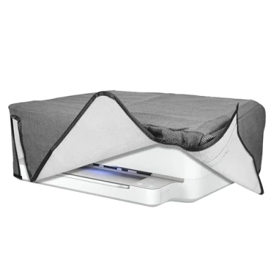 Afbeelding van kwmobile printer hoes geschikt voor HP Envy 6020e / 6055e case Linnen cover Stofhoes in donkergrijs