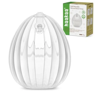 Afbeelding van haakaa Shell borstkolf, draagbare handmatige borstkolf handsfree passieve siliconen moedermelkcollectie voor zogende moeders, borstvoeding, lekvanger, 75ml 1 st
