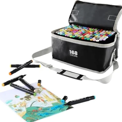 Afbeelding van SOSINYA Graffitistiften, 168 kleuren, Twin Tip Marker, permanente marker met kleuren en twee punten, viltstiftenset voor kinderen, volwassenen, kunstenaars, schilderen, meerkleurig