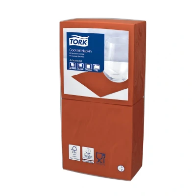 Afbeelding van Tork Cocktailservet 24x24cm 2 laags 1/4 vouw Terracotta 477838