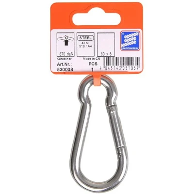 Afbeelding van Seilflechter Karabijnhaak 80 x 8 mm A4 RVS AISI 316 870 daN