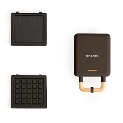 Afbeelding van CREATE STONE 2 in 1 COMPACT Sandwichgrill en wafelijzer met verwisselbare platen Zwart