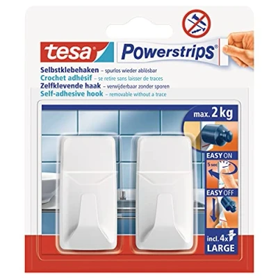 Afbeelding van tesa Powerstrips® haken L rechthoekig wit