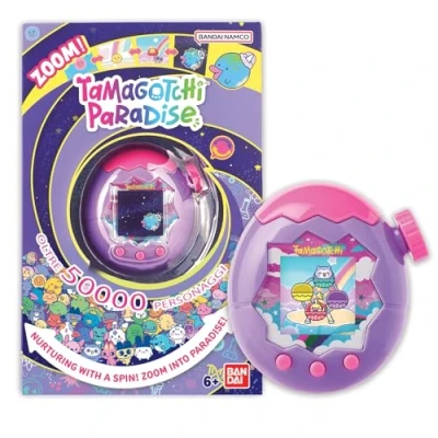 Afbeelding van Bandai Tamagotchi Paradise Sky virtueel dier om op te tillen met zoomwiel interactief speelgoed in het Frans model hemel paars en roze voor kinderen vanaf 6 jaar