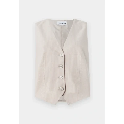 Afbeelding van Object Objlisa Short Waistcoat Bodywarmer sandshell, Dames, Maat: 34, Sandshell
