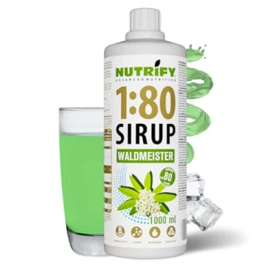 Afbeelding van NUTRIFY Vital Fitness Drink 1:80 siroop 1 l, Waldmeister, drankconcentraat met vitaminen en L carnitine suikervrij, geeft 80 liter sportdrank caloriearm, 1000 ml