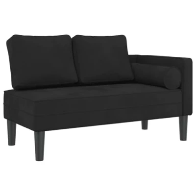 Afbeelding van Chaise longue met kussens fluweel zwart