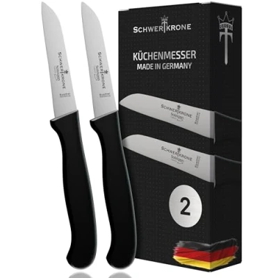 Afbeelding van Schwertkrone Solingen Premium schilmesset, 2 delig, scherp groentemes, 7,5 cm lemmet, robuuste kunststof handgreep, perfect voor keuken en professionals