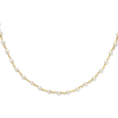 Afbeelding van zilver verguld (geel) collier synth. parels 40 + 5 cm 1 micron 2102897 horloge Goudkleur 45