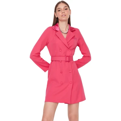 Afbeelding van Trendyol Fuchsia Mini Geweven Jasjurk Met Riem Twoaw22El0243