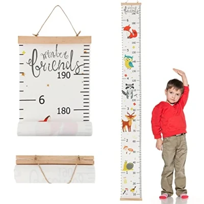 Afbeelding van IWILCS Kinderen Hoogte Grafiek, Groei Wandgrafiek, Grafiek Kunst Hangende Linialen voor Kids Slaapkamer Kwekerij Muur Decoraties en