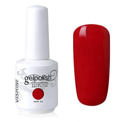 Afbeelding van Vishine Nagellak, semi permanent, gel, UV, LED, soak off, manicure, donkerrood 067