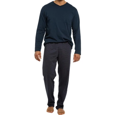 Afbeelding van Ammann 2 Piece SET Pyjama, Heren, Maat: XL, blau / gemustert
