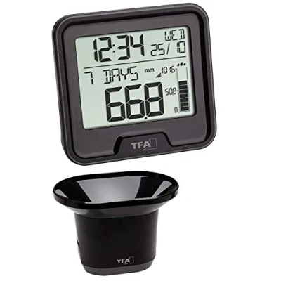 Afbeelding van TFA 47.3005.01 draadloze regenmeter Drop neerslagmeter (zwart met batterijen)