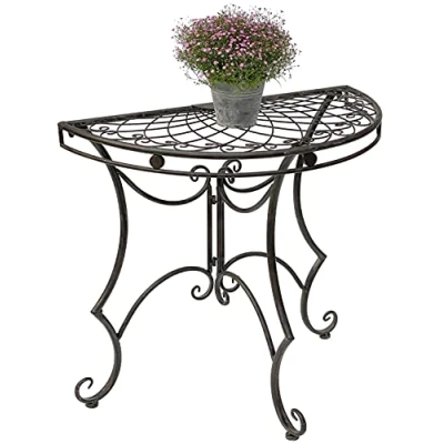 Afbeelding van DanDiBo tafel halfronde wandtafel 96000 bijzettafel metaal 80 cm tuintafel wandconsole console muur