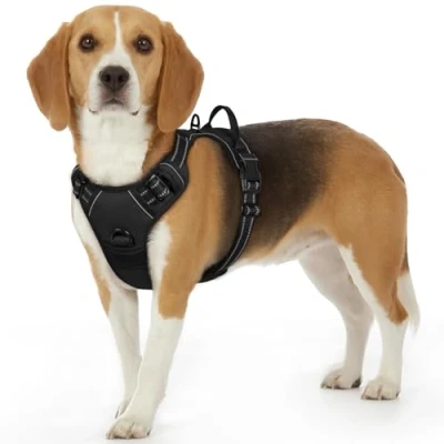 Afbeelding van Eagloo Hondentuig Harnas voor Kleine en Middelgrote Honden Anti Pull Borst Nee Veiligheidsharnas Auto Labrador Puppy Joggen Breakaway Zacht Gewatteerd Zwart S