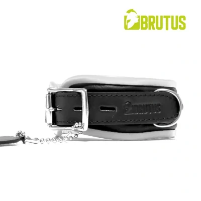 Afbeelding van BRUTUS Leren Halsband Zwart/Wit