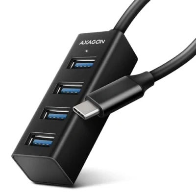 Afbeelding van AXAGON HUE M1C 4x USB3.2 Gen 1 MINI hub, metal, 20cm USB C cable *USBCM *USBAF