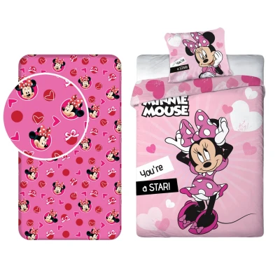 Afbeelding van Minnie Mouse Dekbedovertrek + Hoeslaken