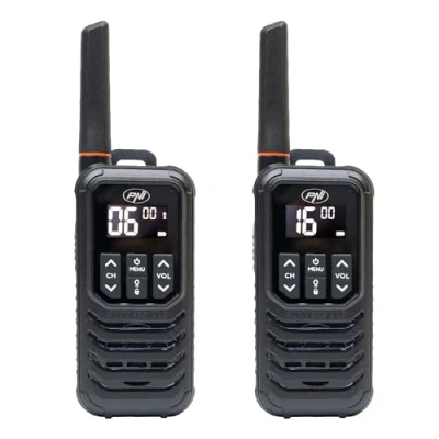 Afbeelding van Draagbaar radiostation PNI PMR R80 PRO, set van 2 stuks, 0,5W, 16 kanalen, Waterdicht IP67, met LED zaklamp, SOS knop, VOX, USB C