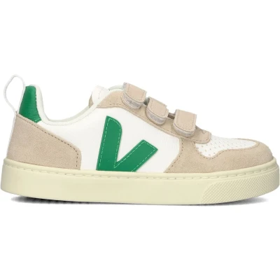 Afbeelding van Veja Small V10 Unisex Sneakers laag voor kinderen, Maat: 29, Extra white/emeraude Leer/ synthetisch