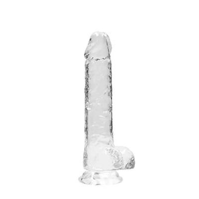 Afbeelding van RealRock realistische dildo met scrotum 20 cm transparant