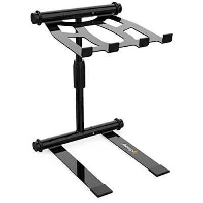 Afbeelding van Audibax TOP 30 Laptopstandaard, standaard voor computer DJ of studio, in hoogte verstelbaar van 24,5 tot 36 cm, inclusief tas, inklapbare laptopstandaard DJ, gemaakt staal